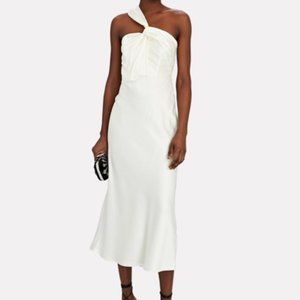 Ivory Silk One Shoulder Midi Dress By Significant Other From Intermix -Brand New